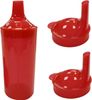 Plastic Feeding Cup with 2 Lids Adult Feeder Beaker with Large & Small Spouts, Straw Holes – Ideal for Liquids & Blended Foods – Easy to Hold, Spill-Resistant, Perfect for Home & Hospital Use (Red)