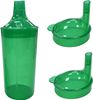 Plastic Feeding Cup with 2 Lids Adult Feeder Beaker with Large & Small Spouts, Straw Holes – Ideal for Liquids & Blended Foods – Easy to Hold, Spill-Resistant, Perfect for Home & Hospital Use (Green)